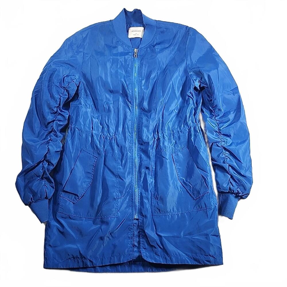 Reserved Blue Bomber Long Spring Windbreaker Jacket